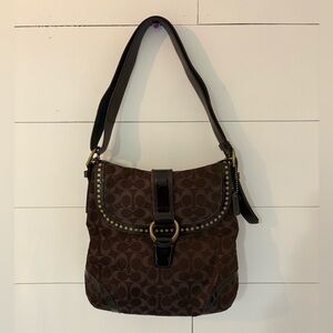 Coach Brown Signature Studded Shoulder Bag | Vintage Y2K